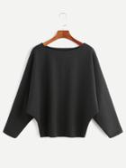 Shein Black Batwing Sleeve Ribbed T-shirt
