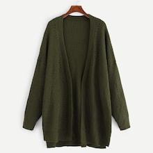 Shein Plus Open Front Eyelet Detail Cardigan
