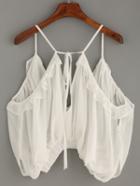 Shein Tied Neckline Flounce Detail Blouson Trim Cami Top