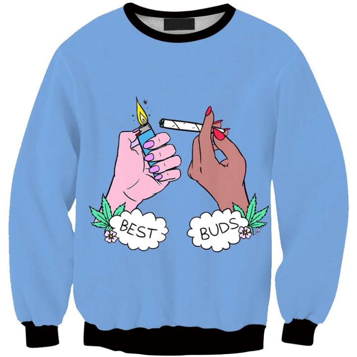 Shein 3d Digital Printing Black And White Cartoon Hands Point Sweatshirts
