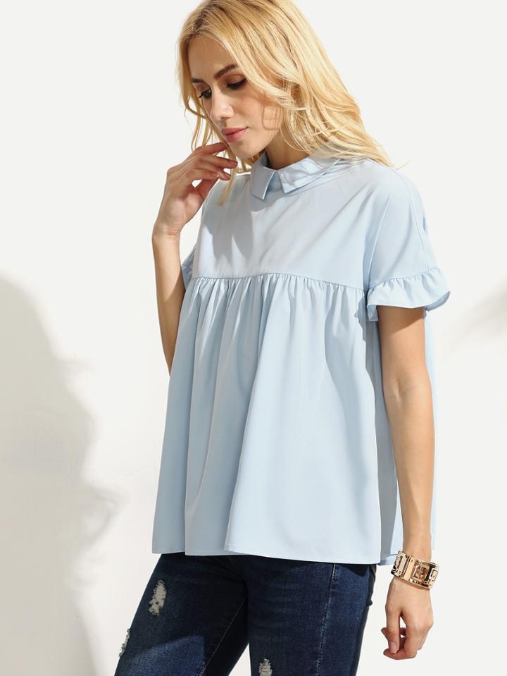 Shein Flounce Sleeve Babydoll Blouse