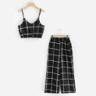Shein Grid Print Crop Cami Top With Wide Leg Pants