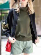 Shein Birds Applique Pouf Zipper Jacket