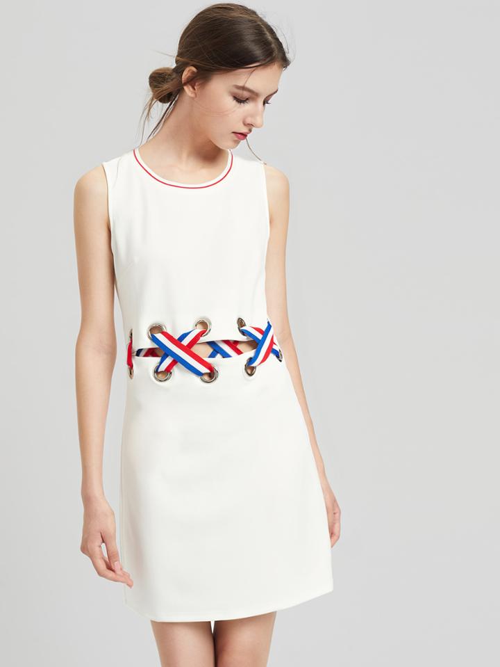 Shein Grommet Lace Up Cutout Midriff Tank Dress