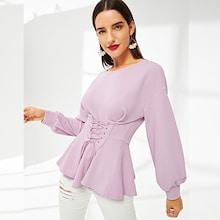 Shein Corset Front Lantern Sleeve Peplum Top