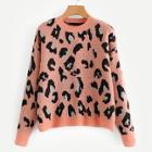 Shein Drop Shoulder Leopard Print Sweater