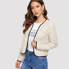 Shein Contrast Binding Tweed Coat