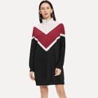 Shein Quarter Zip Colorblock Sweatshirt Dress