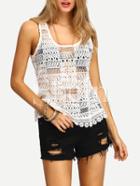 Shein White Crochet Hollow Out Tank Top