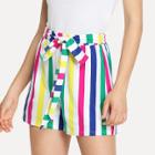 Shein Self Belted Vertical Striped Shorts