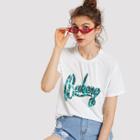 Shein Sequin Letter T-shirt