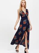 Shein Double Plunging Florals Overlap Dress