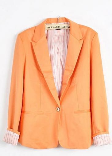 Rosewe Chic Long Sleeve Turndown Collar Orange Suit With Button
