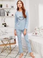 Shein Letter & Bee Print Tee & Pants Pj Set
