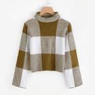Shein Mock-neck Checked Crop Jumper