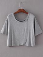Shein Light Grey Short Sleeve Wrap Front Convertible Casual T-shirt