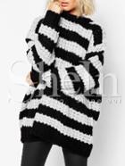 Shein Black And White Stripe Pullover Sweater
