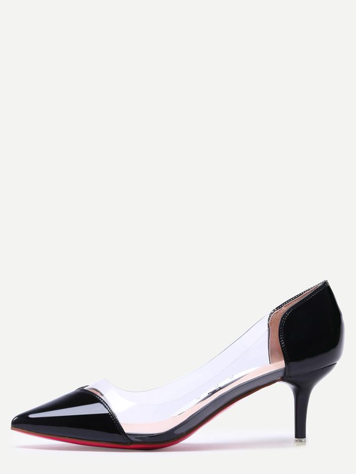 Shein Black Pointed Toe Block Stiletto Heels