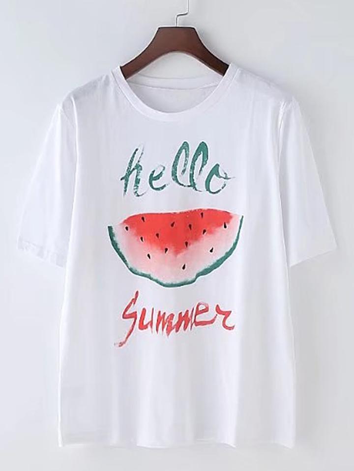 Shein Watermelon Print Loose Tee