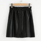 Shein Shirred Waist Button Up Coated Skirt