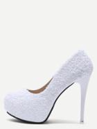 Shein White Colored Sequin Inlaid Stiletto Pumps