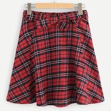 Shein Plus Belt Plaid Skirt