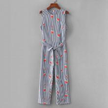 Shein Vertical-striped Self Tie Jumpsuit