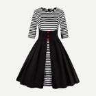 Shein Single Breasted Front Stripe Dress