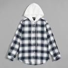 Shein Men Plaid Shirt With Contrast Hood