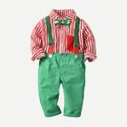 Shein Toddler Boys Striped Shirt With Overalls