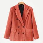 Shein Double-breasted Corduroy Solid Blazer