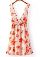 Rosewe Alluring Open Back Flower Print Design Mini Dress