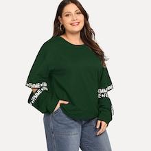 Shein Plus Letter Tape Side Sweatshirt