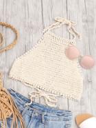 Shein Halter Neck Self Tie Back Crochet Top