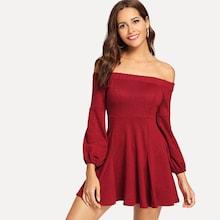 Shein Off The Shoulder Bishop Sleeve Dress