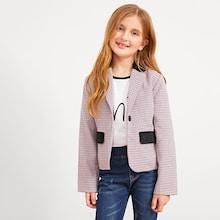 Shein Girls Plaid Print Notched Jacket