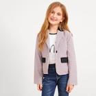 Shein Girls Plaid Print Notched Jacket
