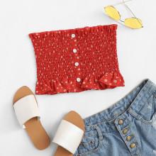 Shein Calico Print Pleated Tube Top