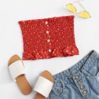 Shein Calico Print Pleated Tube Top