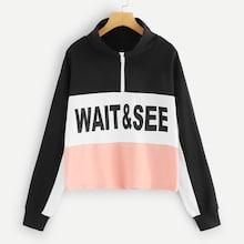 Shein Cut-and-sew Letter Print Sweatshirt