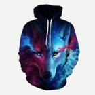 Shein Men 3d Wolf Print Hooded Sweatshirt