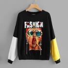 Shein Plus Figure Patched Colorblock Pullover