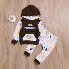 Shein Toddler Girl Cartoon Print Hoodie With Leaves Print Pants