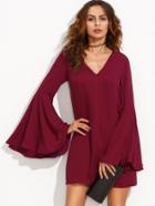 Shein V-cut Trumpet Sleeve Loose Dress