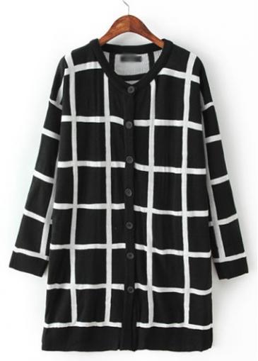 Rosewe Enchanting Plaid Print Long Sleeve Cardigans For Woman