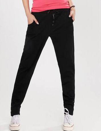 Shein Black Drawstring Waist Buttons Pant