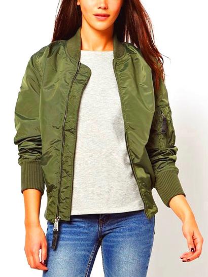 Shein Stand Collar Zipper Jacket