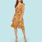 Shein Floral Print Ruffle Hem Dress