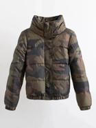Shein Slogan Print High Neck Camo Padded Coat