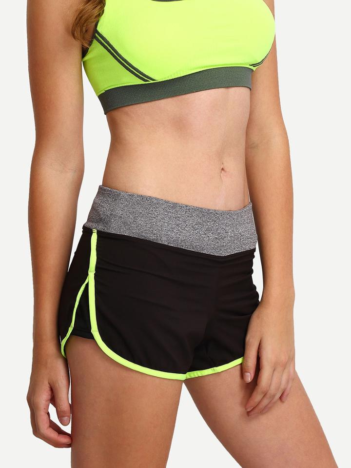 Shein Contrast Elastic Waist Sports Shorts